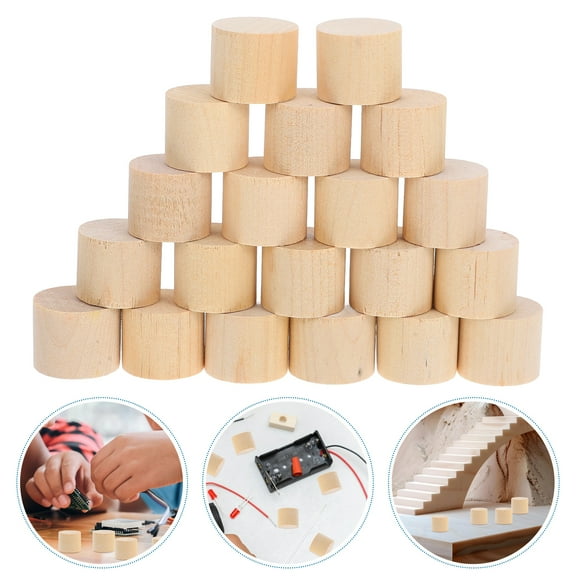 Moluckfu 20Pcs Birch Wood Cylinder Blocks for Crafts Small Unfinished Wooden Blocks for DIY Projects