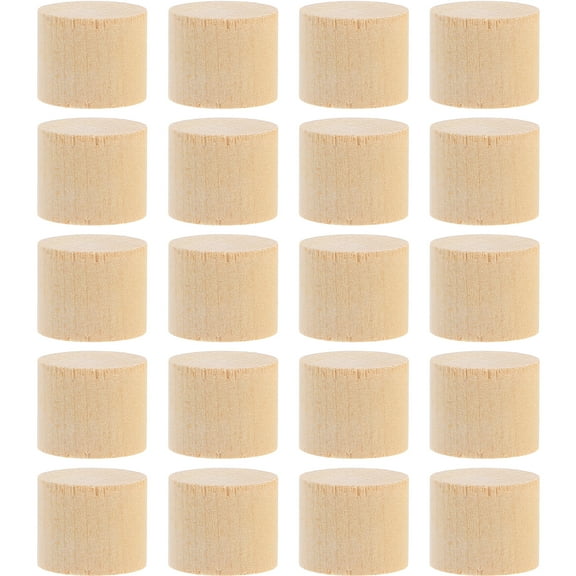 20pcs Column Block Small Wooden Block Cylinder Blocks Unfinished Blocks for DIY