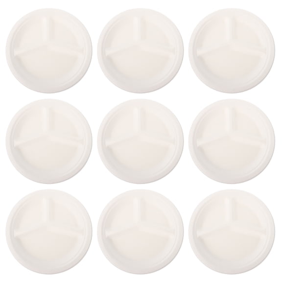 20-Pack Disposable Bagasse Compartment Plates, Divided Dinner Plates for Parties, Meals, Outdoor Events