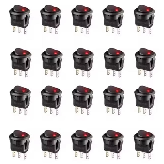 20pcs Control Push Button Switch 3 Pin 12V 20A Amps Car Truck Rocker Round Toggle LED Switch