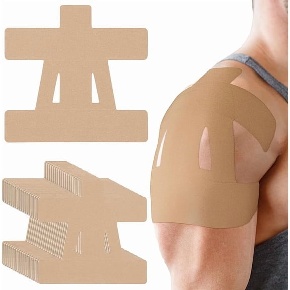 20pcs Count Kinesiology Tape for Shoulder Pain Relief Pre Cut Sports Waterproof Breathable Enhance Elastic Kinesiology Athletic Tape for Shoulder Support and Muscle Sports