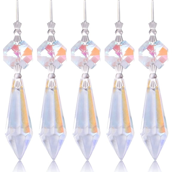 20pcs Crystals Prisms Glass Tip Beads Black Chandelier Icicle Drops Hanging Crystal for DIY Craft Jewelry Ornament Wedding Christmas Lamp Decoration, 35 mm
