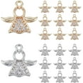 thumbnail image 1 of 20pcs Cubic Zirconia Angel Wing Charms Golden Silver Angle Pendants with Loops Dangle Angel Pendants Christmas Angle Charms for Jewelry Making Necklace Earrings Keychains 1mm Hole, 1 of 5