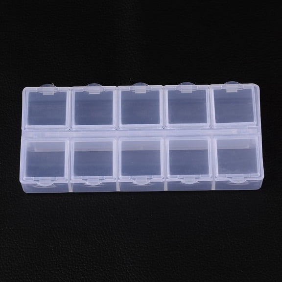 20pcs Cuboid Plastic Bead Containers Flip Top Bead Storage 10 Compartments White 13.2x6.2x2.05cm