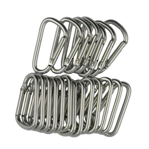 20pcs D Shape Hiking Carabiner Buckle Snap Spring Clip Hook Keychain