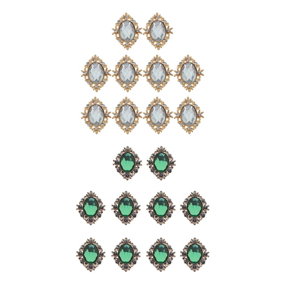 20pcs DIY Bling Flat back Buttons Embellishment for Wedding Handcrafts Jewellery Green Clear