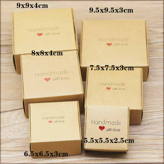 20pcs DIY HANDMADE Mutli size paper gifts boxes kraft blank candy wedding cake Package kraft home party suppiles box package 7.5x7.5x3cm kraft handmade