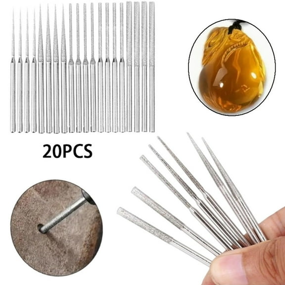 20pcs Diamond Mounted Bead Reamer Tool for Jewelry Making 5 Different Shapes Beading Hole Enlarger Tools Diamond Drill Bit Removes Burrs Shank Diamonds Grinding Tools