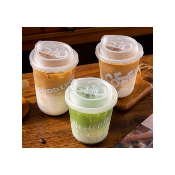 20pcs Disposable Coffee Cups With Lids: Leak - Proof, Convenient For - The - Go Coffee & Beverages – Sturdy, Practical For Home, Office & Cafes, Must - Have Drinkware For Busy Lifestyles