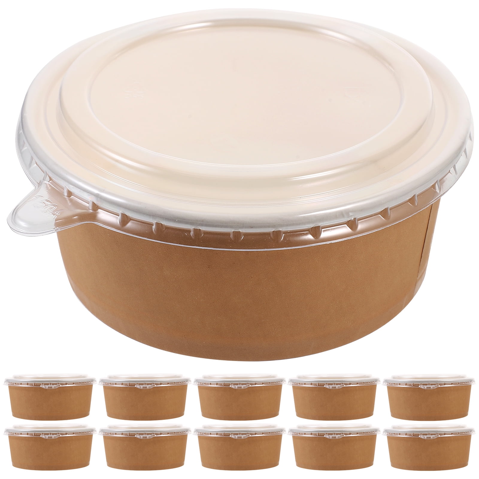 20pcs Disposable Kraft Paper Bowls Fruit Salad Bowl Food Packaging