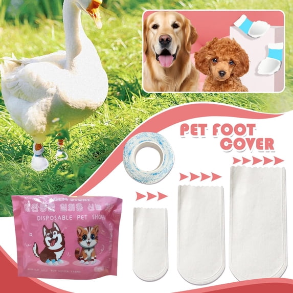 20pcs Disposable Pet Shoes for Dogs and Cats, Non-Slip Breathable Booties for Paw Protection, Waterproof Foot Covers with Bandage, Outdoor Walking & Wound Care Pet Supplies