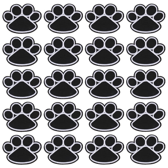 20pcs Dog Paw Iron-On Embroidered Patches for Puppy Clothes, Fabric Appliques Sewing Decoration Accessories