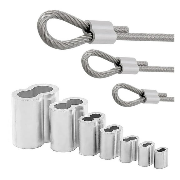 20pcs Double Hole Cable Crimp Ring 8-Shape Aluminum Sleeve Clamps For 1/1.2/1.5/2/3/4/5/6mm Steel