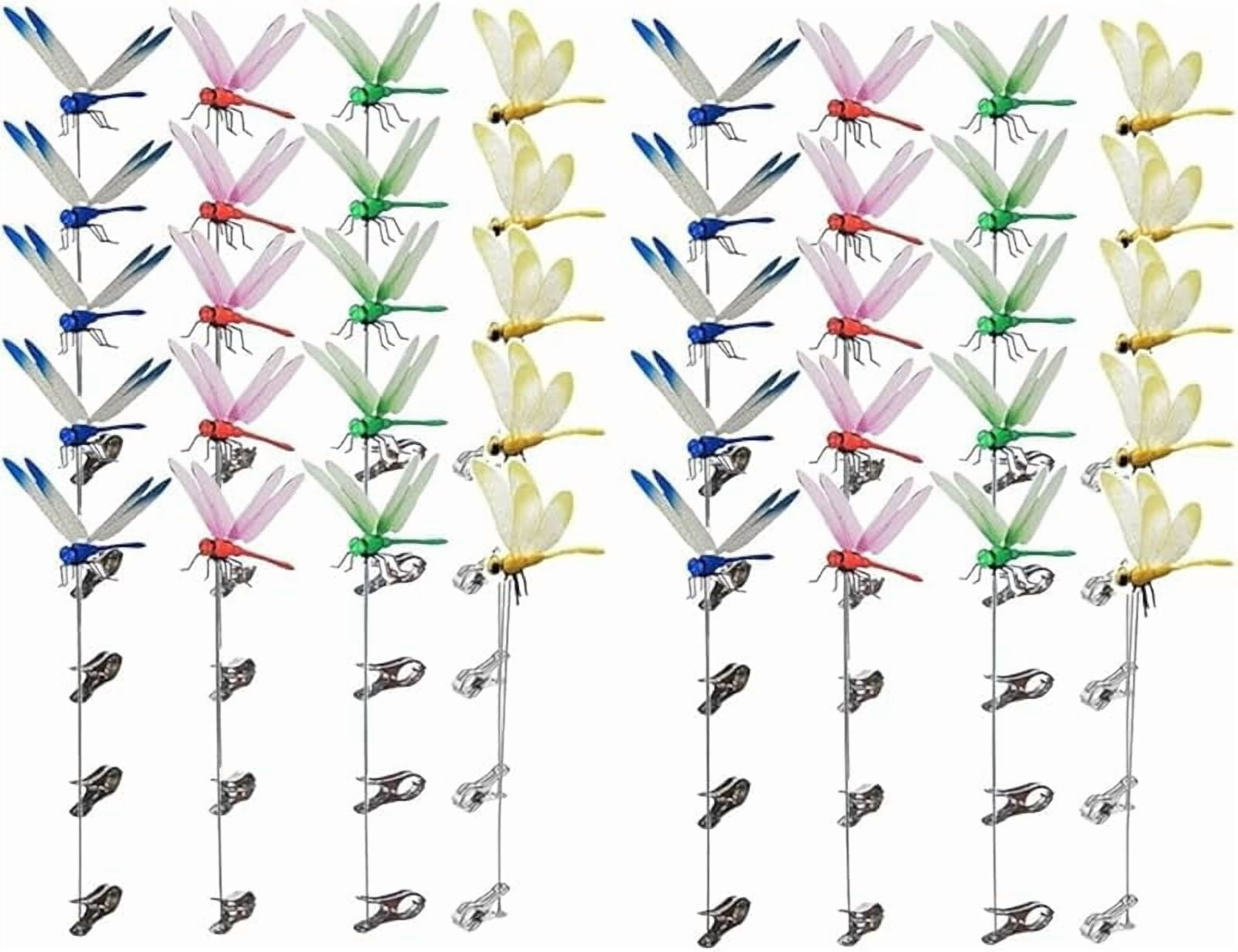20pcs Dragonfly Clip Bug Repellent, Clip on Dragon Fly, Outdoor Fake Dragonfly Rod Clip for Hat, 3D Artificial Realistic Garden Stakes Decor to Keep Flies Away for Indoor Patio (40Pcs)