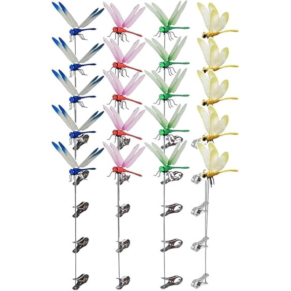 20pcs Dragonfly Clip Bug Repellent, Clip on Dragon Fly, Outdoor Fake Dragonfly Rod Clip for Hat, 3D Artificial Realistic Garden Stakes Decor to Keep Flies Away for Indoor Patio (20Pcs)