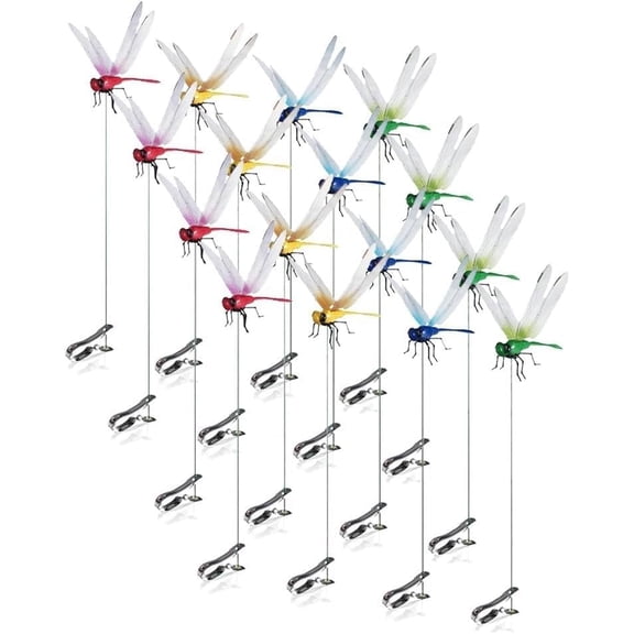 20pcs Dragonfly Clip Bug Repellent, Clip on Dragon Fly, Outdoor Fake Dragonfly Rod Clip for Hat, 3D Artificial Realistic Garden Stakes Decor to Keep Flies Away for Indoor Patio (20Pcs)