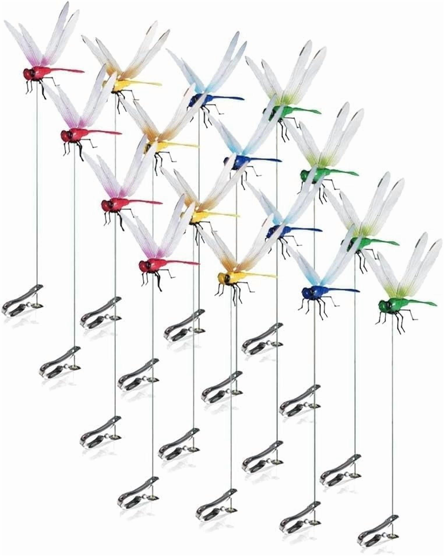 20pcs Dragonfly Clip Bug Repellent, Clip on Dragon Fly, Outdoor Fake Dragonfly Rod Clip for Hat, 3D Artificial Realistic Garden Stakes Decor to Keep Flies Away for Indoor Patio (16Pcs)