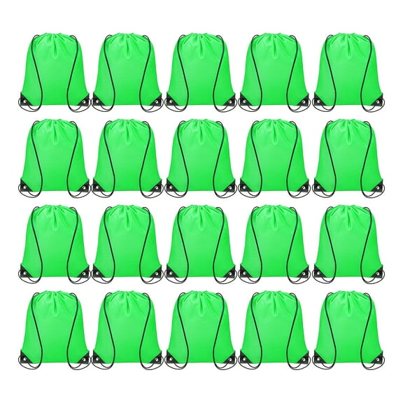 20pcs Drawstring Backpack Polyester Sport Draw String Bag Cinch Sack, Green