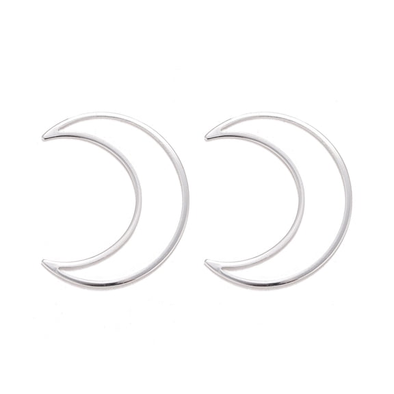 20pcs Eco-Friendly Brass Linking Rings Cadmium Free & Nickel Free & Lead Free Moon 925 Sterling Silver Plated 49x40x1mm