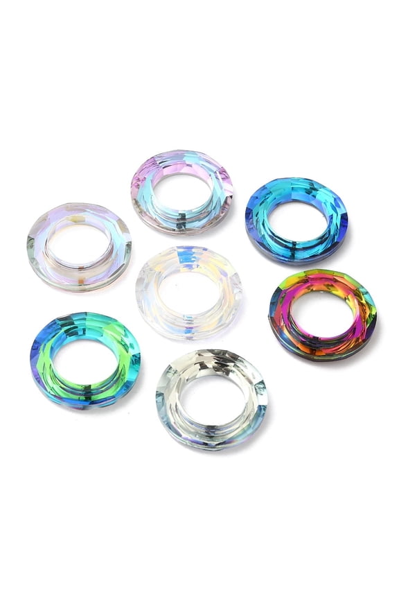 20pcs Electroplate Glass Linking Rings Cosmic Ring Prism Ring Faceted Round Ring Mixed color 30x6.5mm Inner Diameter: 17mm