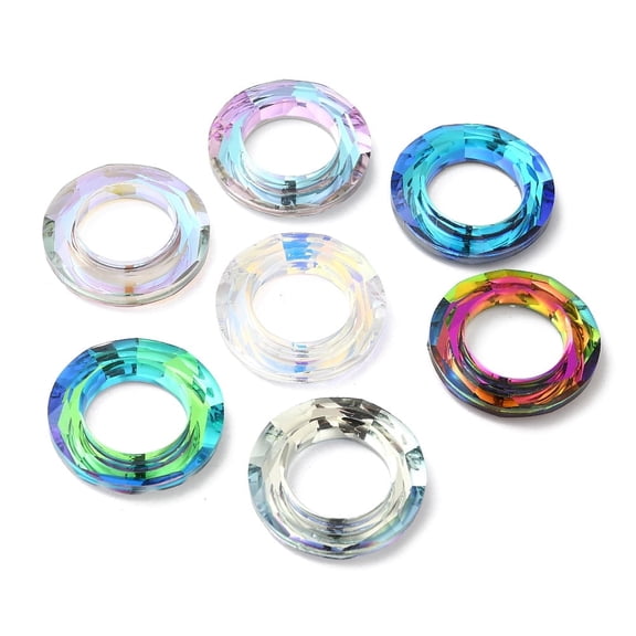 20pcs Electroplate Glass Linking Rings Cosmic Ring Prism Ring Faceted Round Ring Mixed color 30x6.5mm Inner Diameter: 17mm