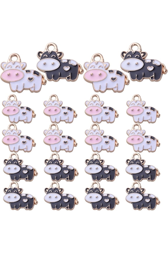 20pcs Enamel Cow Charms Animal Charm Necklace Charms Craft Supplies for DIY Earrings Necklaces Bracelet Jewelry Making