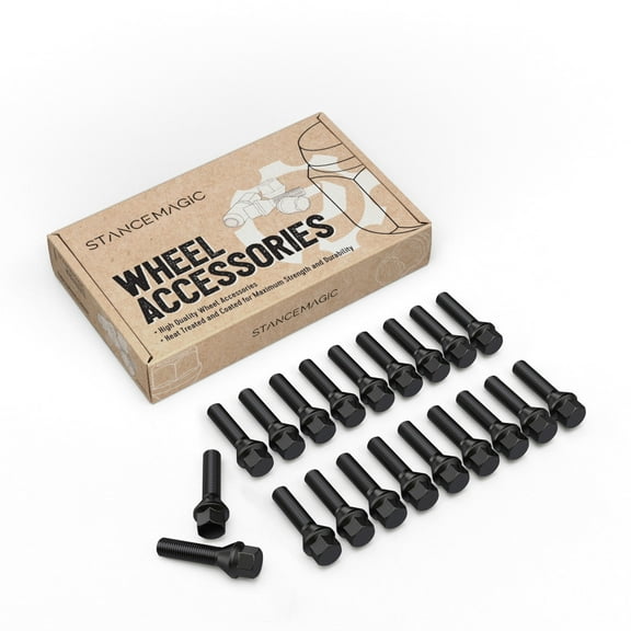 20pcs Extended Black Lug Bolts 14x1.25 (40mm Shank Length - Not OEM Length, Cone Seat) Compatible with BMW 228i 320i 328i 335i 428i 435i 528i 535i 535d 550i F10 F30 640i M3 M4 M5 M6 X3 X5