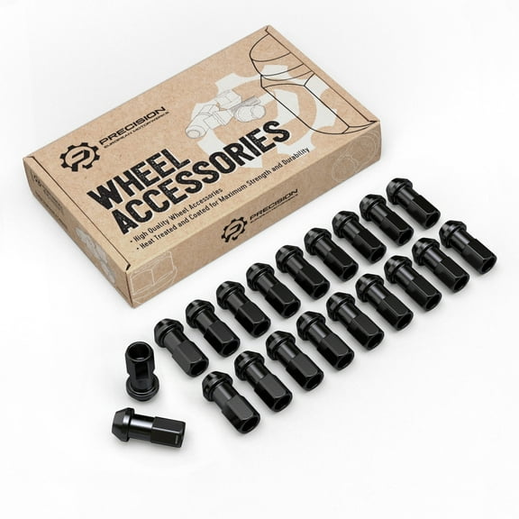 20pcs Extended Tuner Race Black Lug Nuts - 12x1.25 Thread Size - Open End - Cone Conical Taper Acorn Seat (60 degree) - 1.8 inch Length - Compatible with Nissan Infiniti Subaru and More
