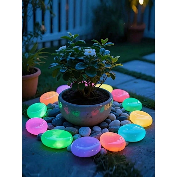 20pcs Extra Large 1 45 1 77 Inch Glow In The Dark Pebbles Random Color Suitable For Garden Landscaping Pathway Decor Fish Tank Starry Sky Decor Romantic