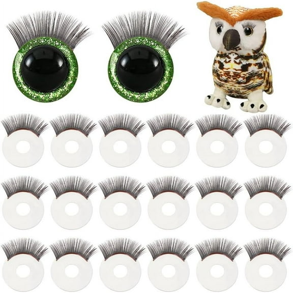 20pcs Eyelashes Safety Eye Lashes Eye Make Up Accessories Crafts Eyelashes Plastic Stuffed Crochet Eye Lashes for Eyes Over 30mm Amigurumi Puppet Teddy Bear Plush Animal Making DIY