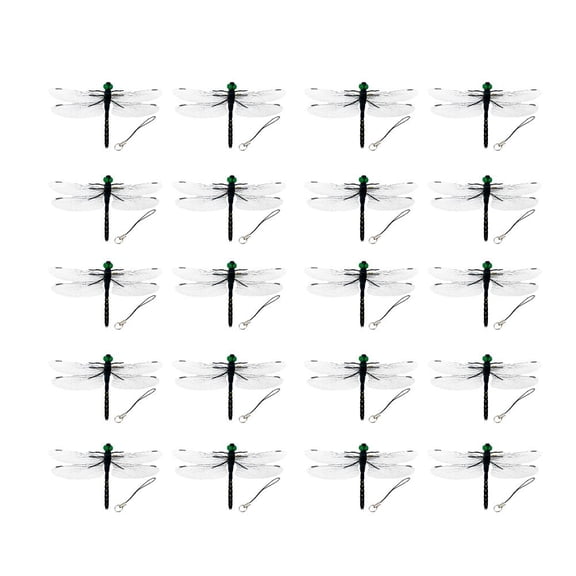 20pcs Fake Dragonfly Bug Repellent, 5.5" Large Realistic Dragonfly Model with Safety Pin & Lanyard, Chemical-Free Insect Deterrent for Camping, Strollers & Gardens