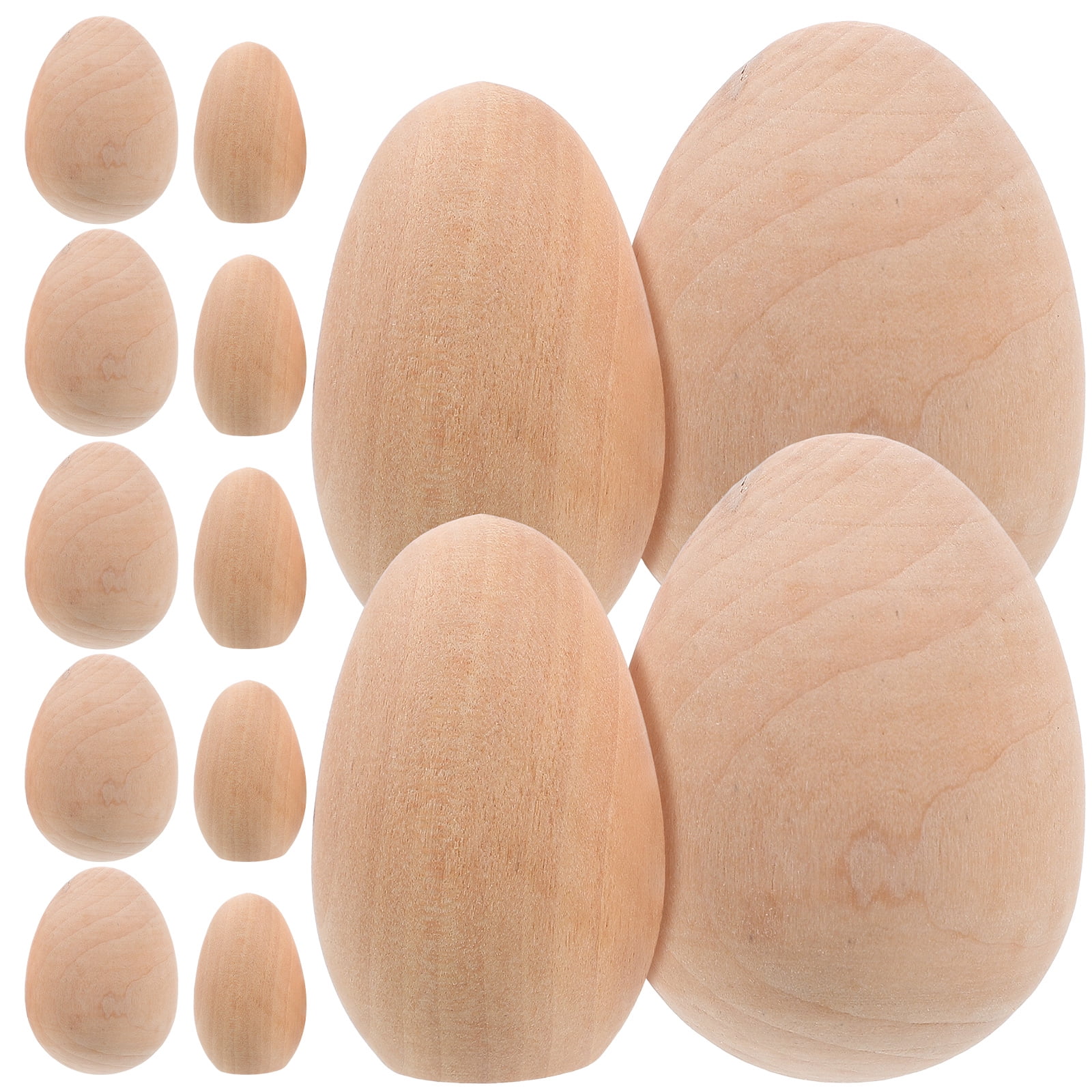 SLOHJAL 20Pcs Unfinished Wood Eggs Flat Bottom Wooden Craft...