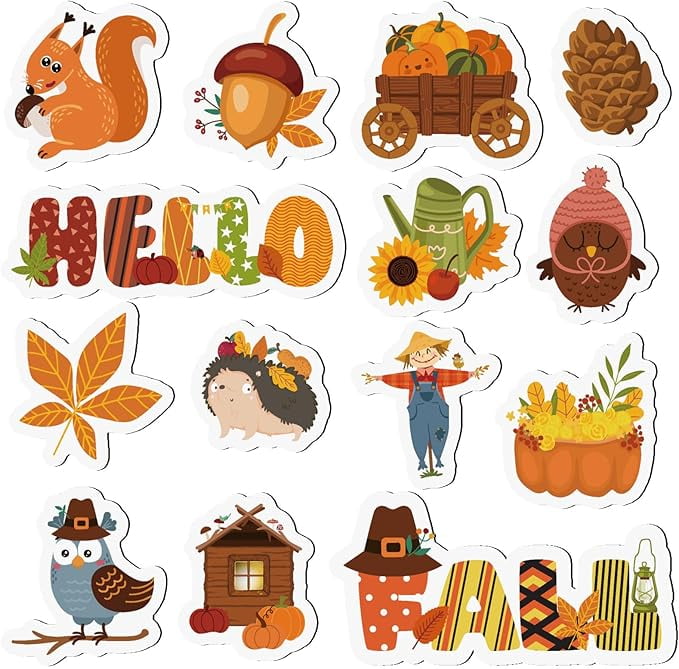 20pcs Fall Magnetic Decorations, Owls Pumpkin Fridge Magnets Autumn ...