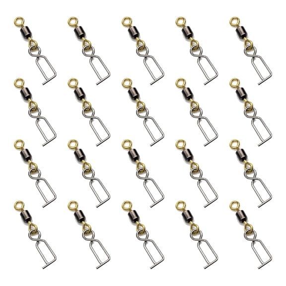 20pcs Fast Change Lure Clip Fishing Swivels Clip for Squid Jigs Stainless Steel Clip Swivels Connector