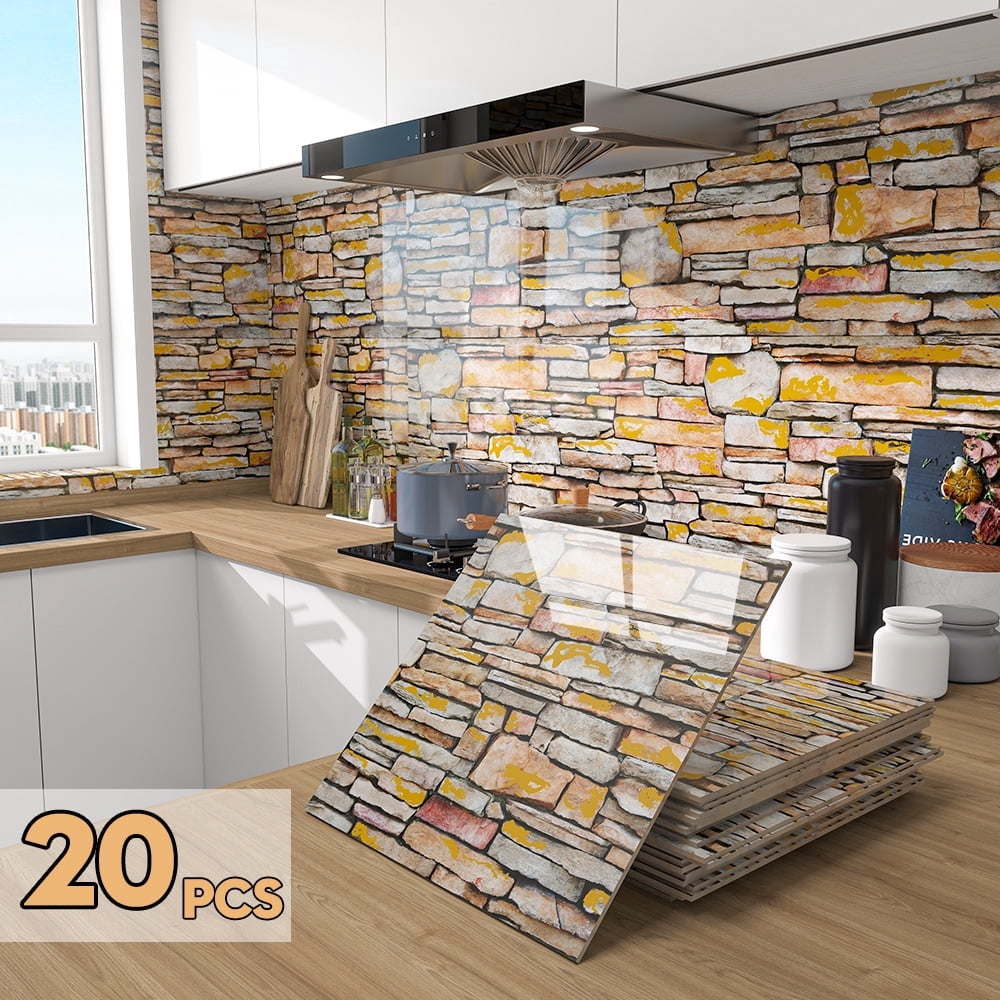 20pcs Faux Brick Wall Panels,Thick Anti-Collision self Adhesive 3D Wall ...