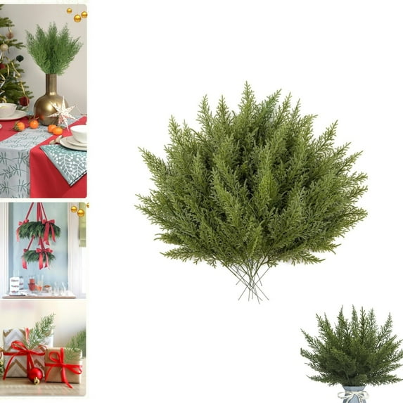 20pcs Faux Pine Leaves Picks,QZS Artificial Needles Branches,Faux Greenery Pine Picks,DIY Holiday Accessories for Home,Kitchen Decorations