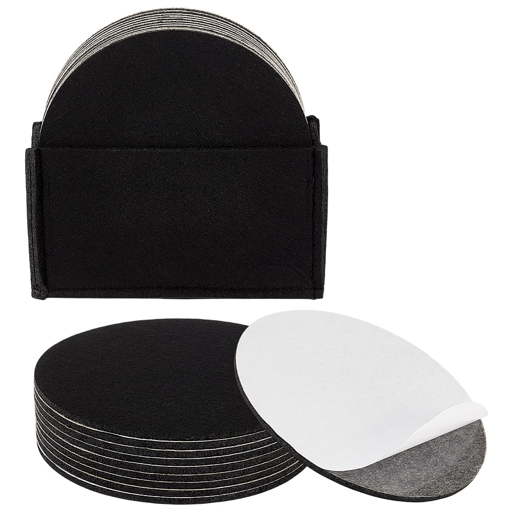 20pcs Felt Mats with Adhesive Back Flat Round Black 150x4mm DIY