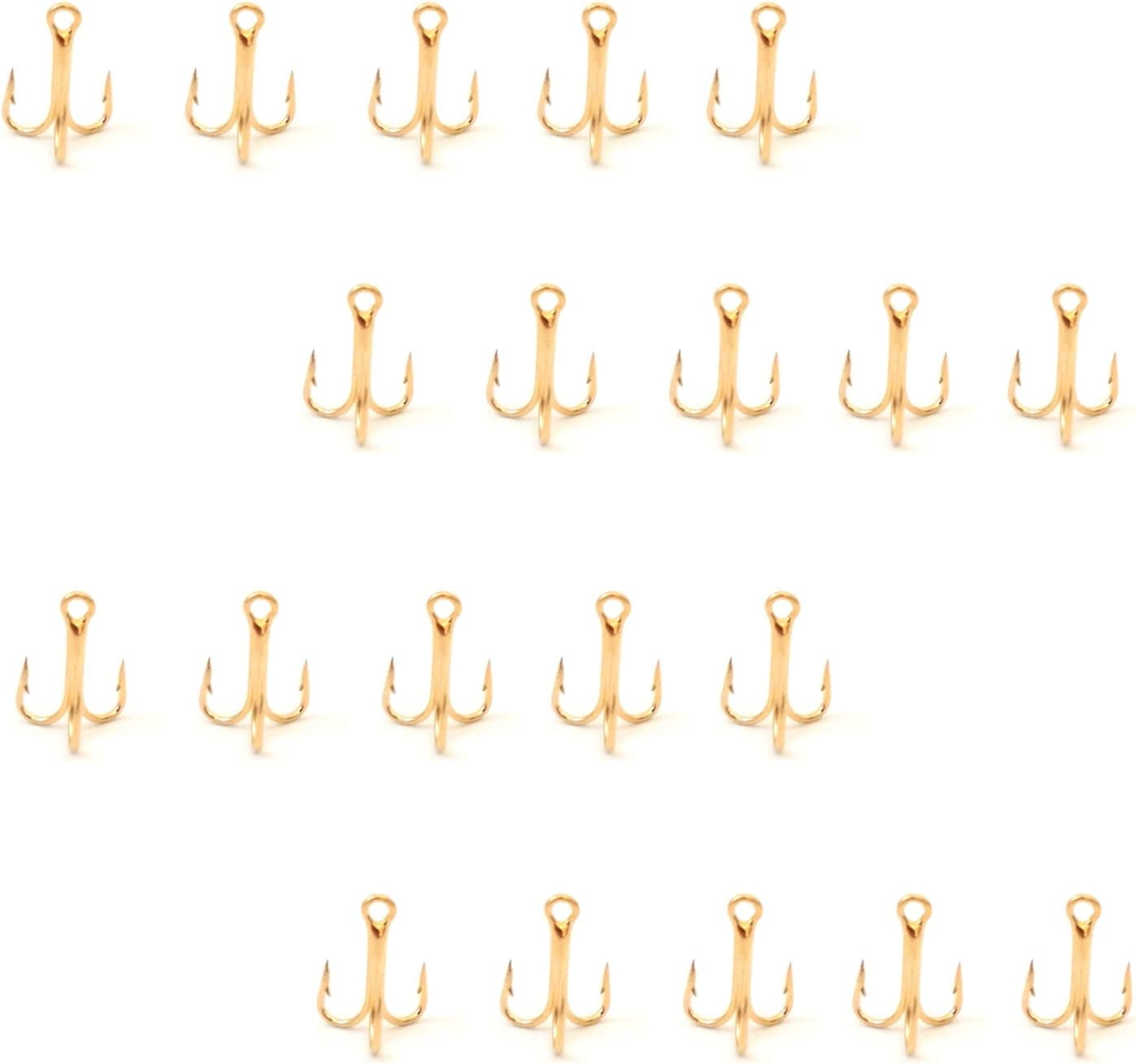 20pcs Fish WOW!® Fishing 3X Strong Treble Hooks Gold - Size #16 Tiny Size