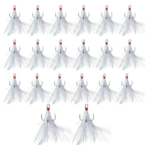 20pcs Fishing Lures Feather Treble Hook Fish Crankbts Tackle Accessory Three Claw Hooks