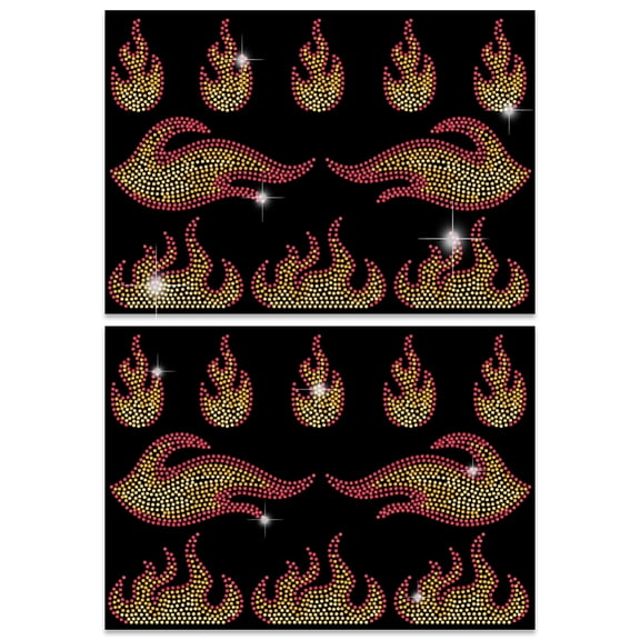 20pcs Flame Iron on Rhinestones 3 Styles Flames Heat Transfer Stickers Iron on Decals Bling Patches