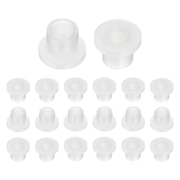 Uxcell 20 Pcs Flanged Sleeve Bearings Plastic Bushings 0.24'' ID x 0.31'' OD x 0.31'' Length Nylon Bushings White