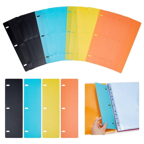 20pcs Flat Sheet Lifters for 3 Ring Binder 4 Colors Binder Dividers Protect Binder Page Sheet 3 Holes Plastic Binders Accessories Pages