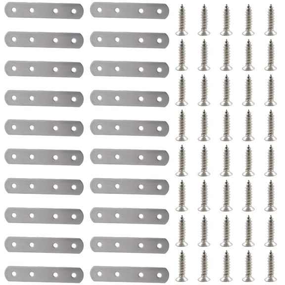 20pcs Flat Straight Brace Brackets Sturdy Stainless Steel Mending Plates Home Accessory for Furniture Daily Use