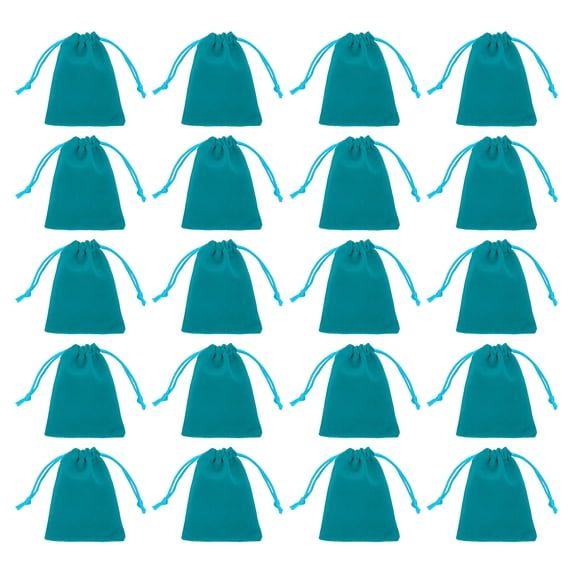 20pcs Flocked Cloth Drawstring Bag 3.1 x 3.9 Inch Jewelry Flocked Pouches Gift Bags for Wedding Party Favor Candy Jewelry Packaging Organizing Storage, Blue