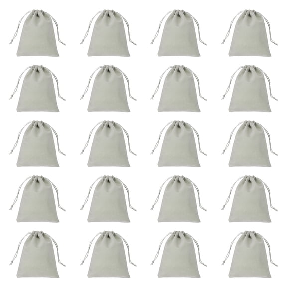 Uxcell 20Pcs Flocked Drawstring Bag 4.7" x 5.9" Jewelry Pouches Gift Bags, Silver Gray
