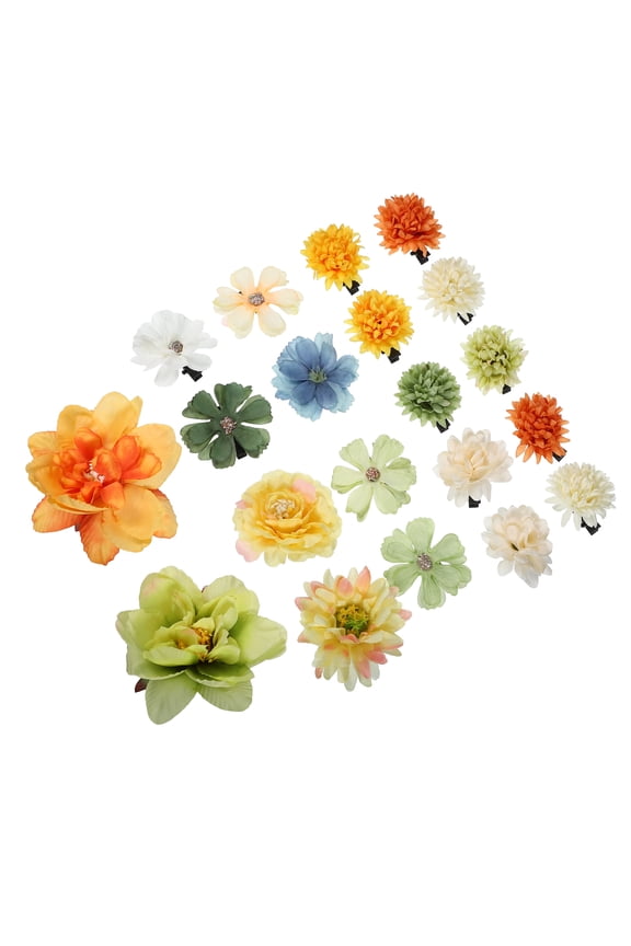 20pcs Flower Hair Clips Fake Flowers for Hair Flower Hair Accessories for Women and Girls Yellow Green
