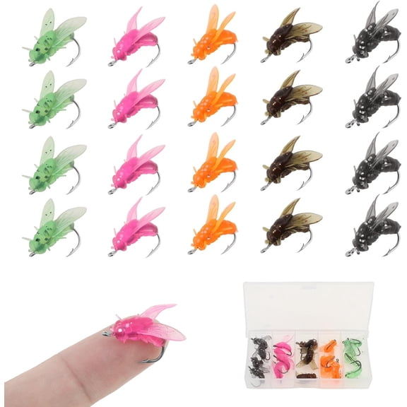 20pcs Fly Fishing Kit, Fly Fishing Assortment Kit Tackle Box for Bass Salmon Trout Freshwater Walleye Steelhead Bonefish