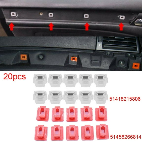 20pcs For BMW 3 Series E46 E90 E91 E92 E93 E53Cars Fasten Clips Red Insert Grommets Panel Fixed Buckles Dash Boards
