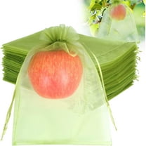 20pcs Fruit Protection Bags 6x9 inch, Green Netting Cover Bags Drawstring Mesh Fruit Protectors Pest Barrier for Tomato Mango Trees Veggies Garden