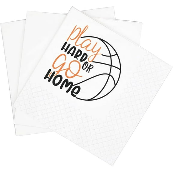20pcs Funny Basketball Quotes Cocktail Napkins, Play Hard Or Go Home Saying Disposable Beverage Paper Cocktail Napkins For Party Table Decor , 5x5" (Play Hard Go Home Basketball) 5"x5"